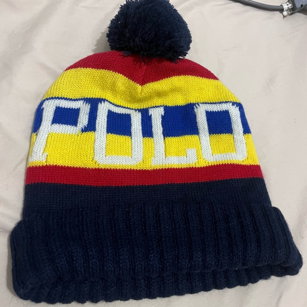 Vintage Polo Ralph Lauren Cuffed Pom Ski Beanie, Multicolor, Men